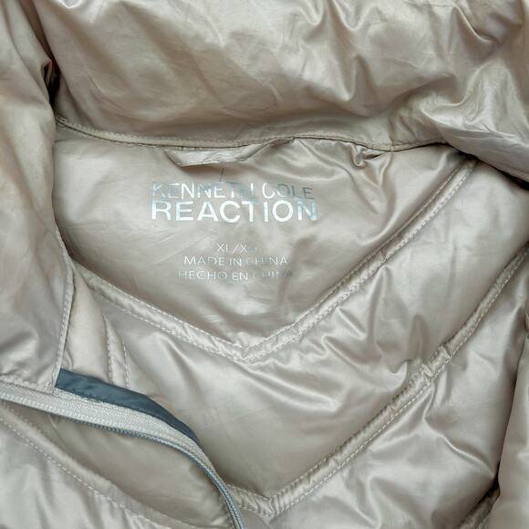 Kenneth Cole Light Creamy Duck Down Quilted Puffer Coat Cozy Minimalist XL - Picture 4 of 8